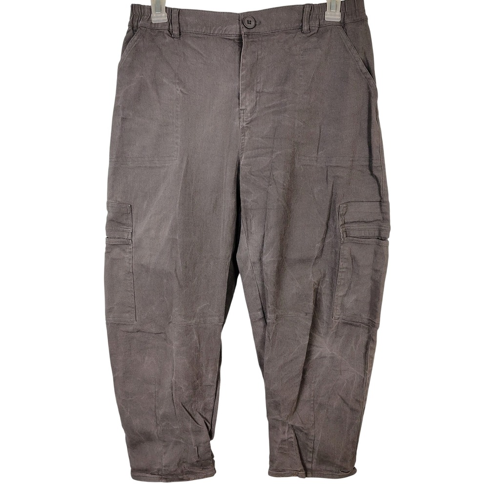 Lepunuo Mens 2XL Charcoal Gray Cargo Pants Elastic Waist Utility Tapered‎